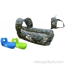 US Lounger Camouflage with Umbrella Fast Inflatable Portable Outdoor or Indoor Wind Bed Lounger, Air Bag Sofa, Air Sleeping Sofa Couch, Lazy Bed for Camping, Beach, Park, Backyard
